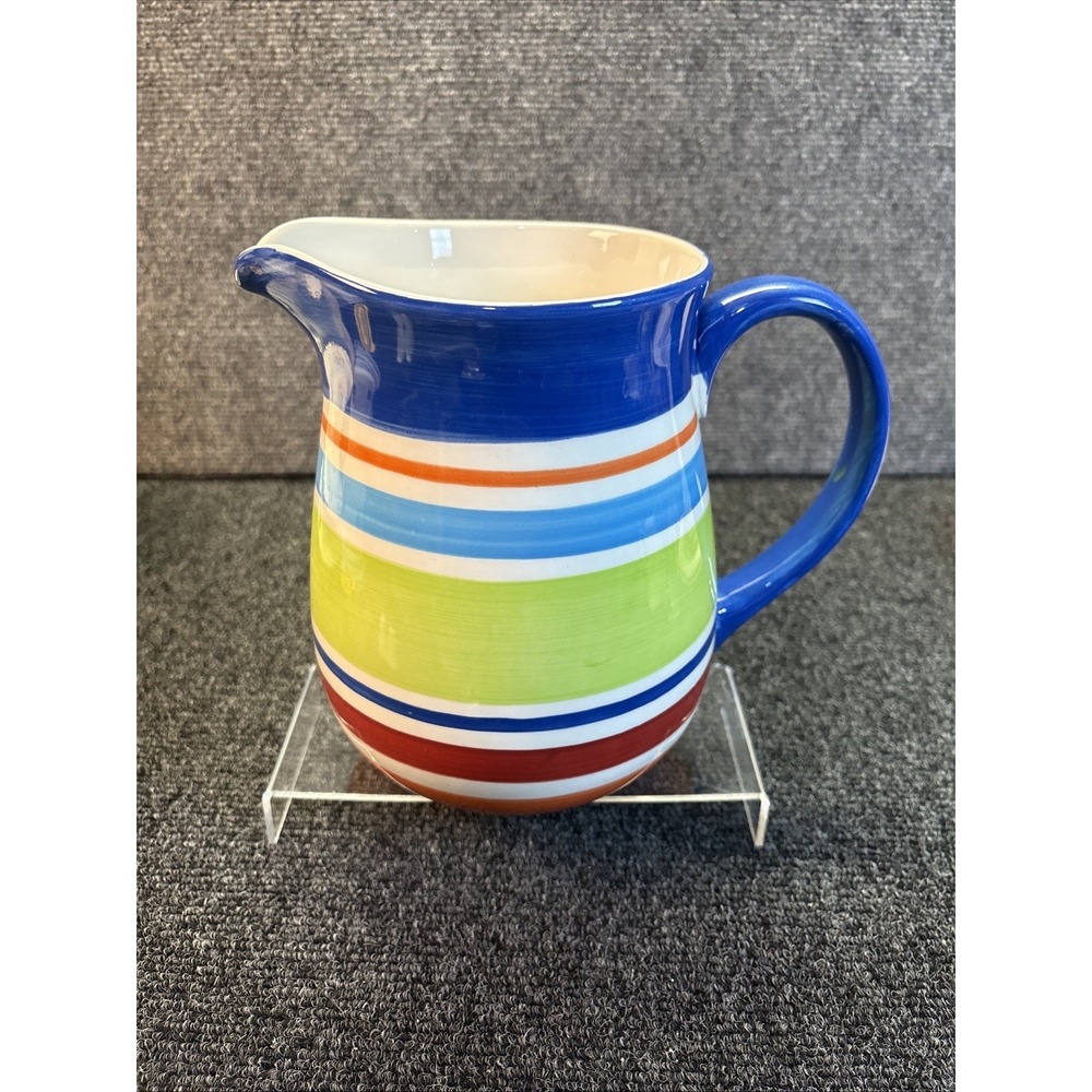 Tag~Striped Drinking Pitcher~Blue, Orange, Red and‎ Green
